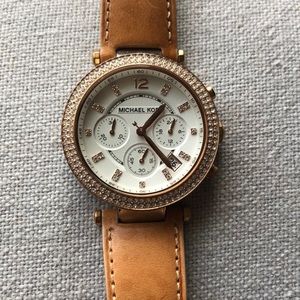 Michael Kors Rose Gold Leather Band Watch